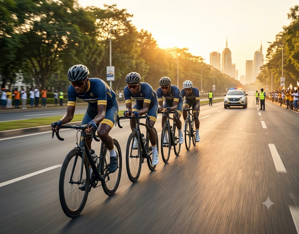 Team of 4 cyclists