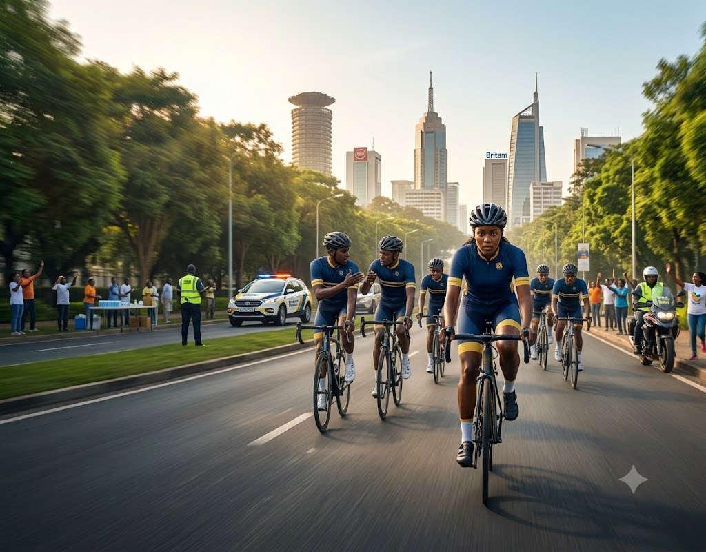 Team of 6 cyclists